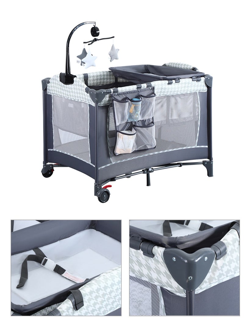 MaBaby Portable Crib for Baby, Portable Baby Playpen with Detachable Bassinet and Changing Table  - Image 1
