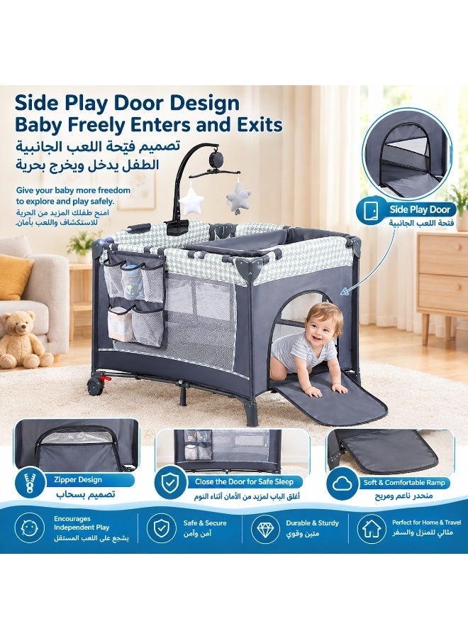 ما بيبي سرير أطفال محمول للسفر للرضع والرضع والأطفال الصغار وسرير أطفال محمول مع مهد قابل للفصل وطاولة تغيير - Image 4