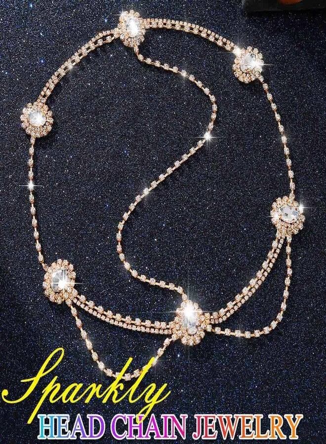 CAKURE Boho Head Chain Jewelry Rhinestone Gold Headpiece Jewelry Bride Wedding Hair Accessories for Women - Image 2