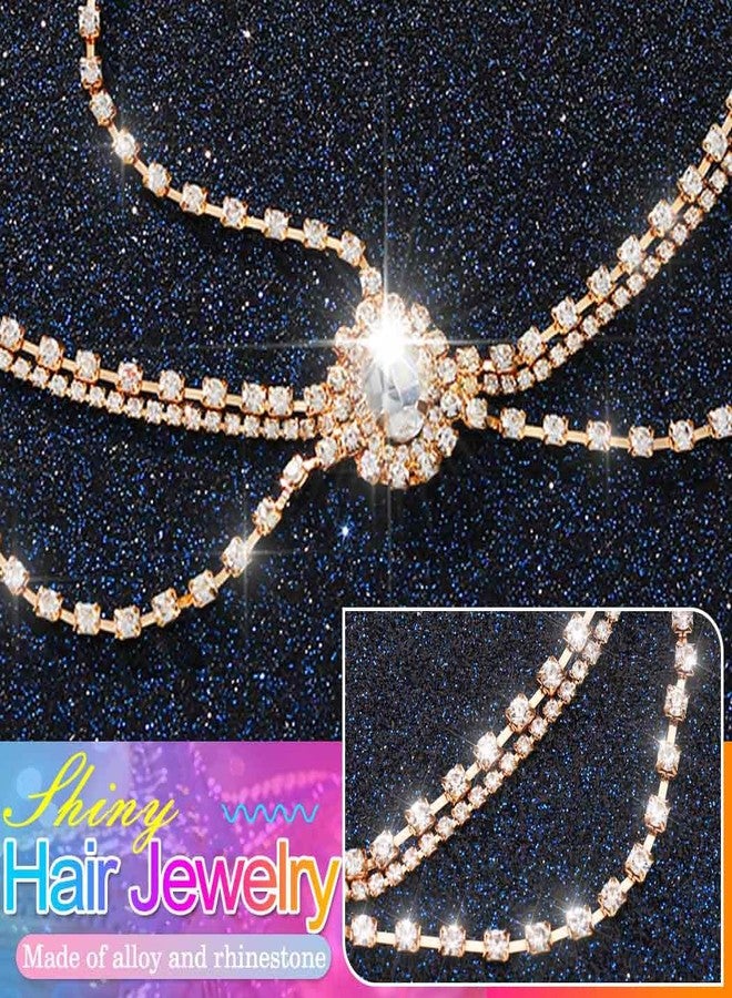 CAKURE Boho Head Chain Jewelry Rhinestone Gold Headpiece Jewelry Bride Wedding Hair Accessories for Women - Image 4
