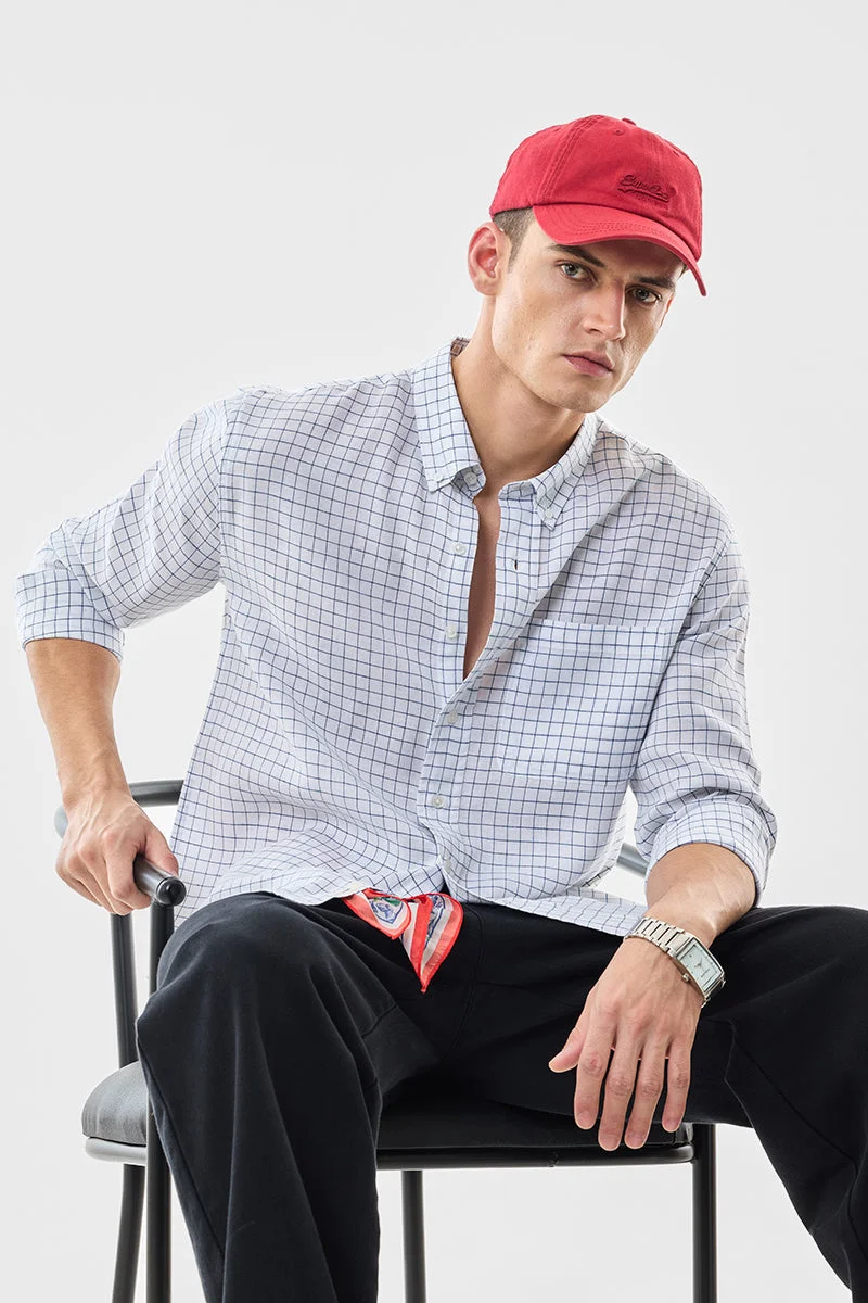 SNITCH Regular Fit Checks Linen Blend Shirt