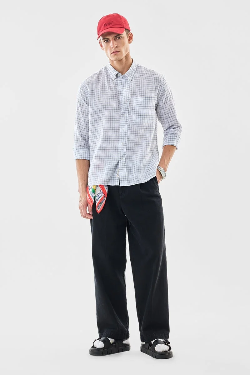 سنيتش قميص كتان كاروهات بقصة عادية