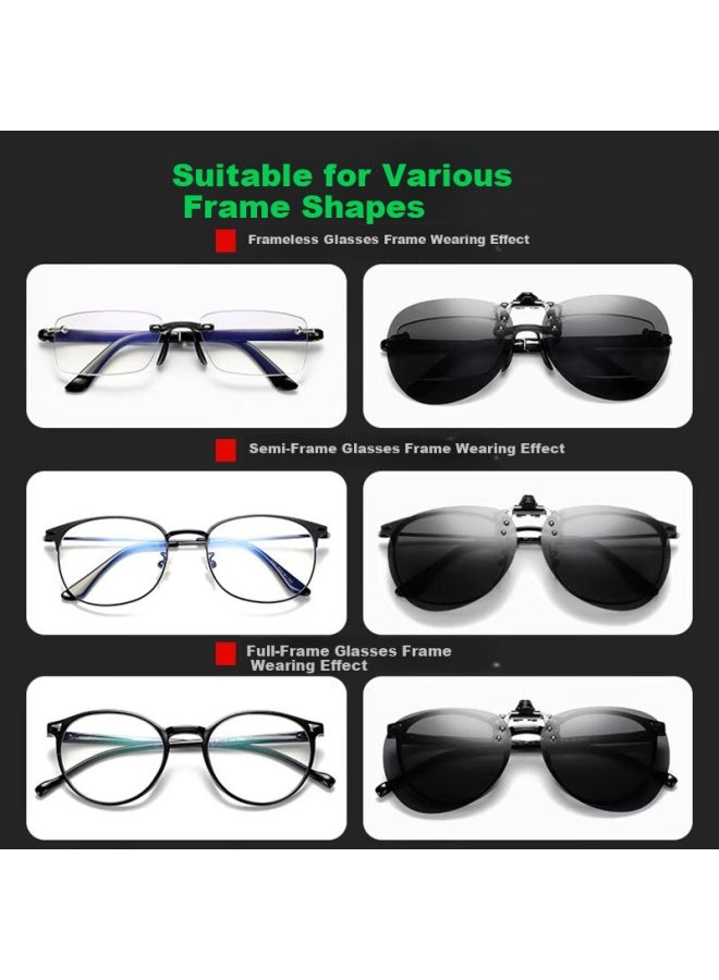 Shi Yun Shiyun Polarized Sungl Clip-on Lenses, Toad Lenses For Myopia Gl, Car Driver Driving Eye Protection Sungl Clip-on Lenses, Flip-up - Image 2