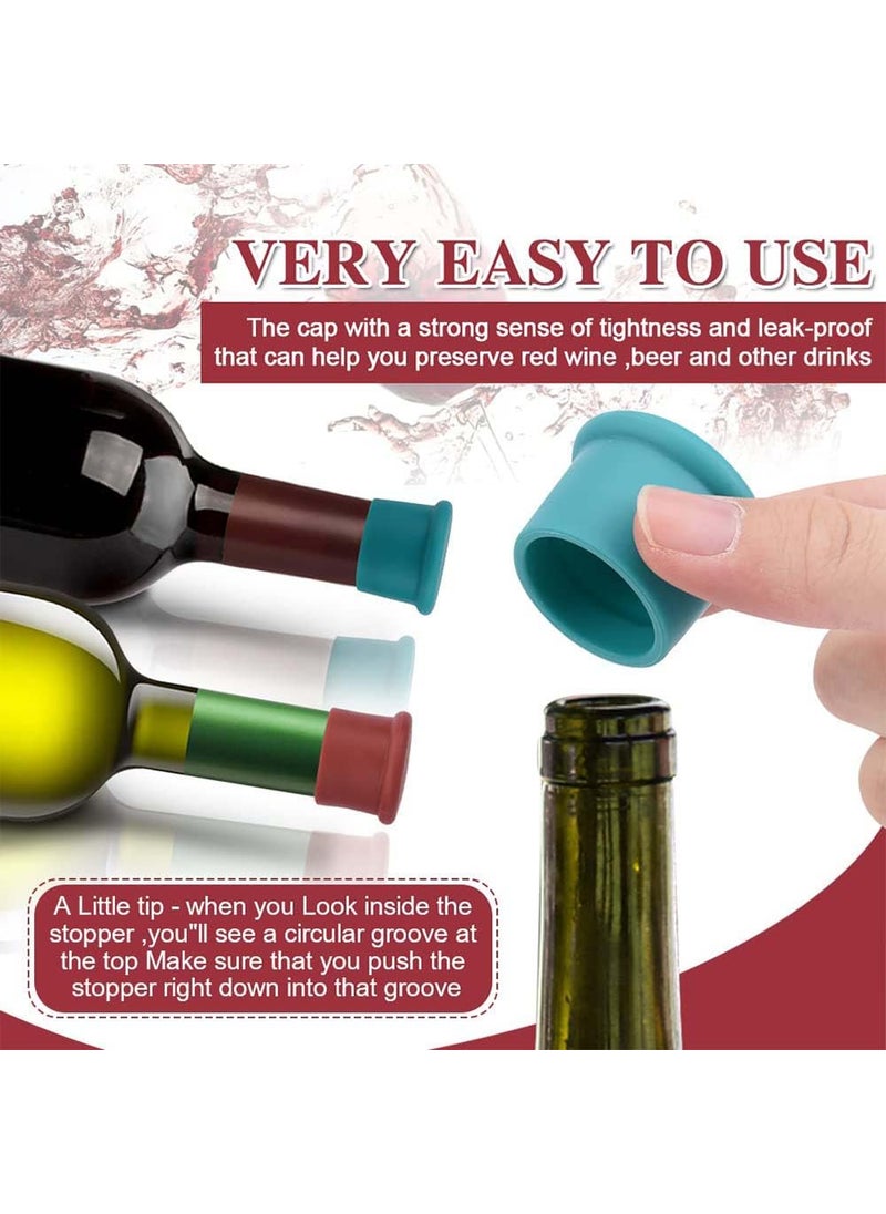 MoldBerry Moldberry 6PCS Silicone Wine Stoppers Reusable Silicone Wine Saver Sealer Stoppers CoverWine Bottle Caps Corks to Keep Wine Champagne Beverages Sparkling Beer Storage Fresh Multicolor  - Image 4