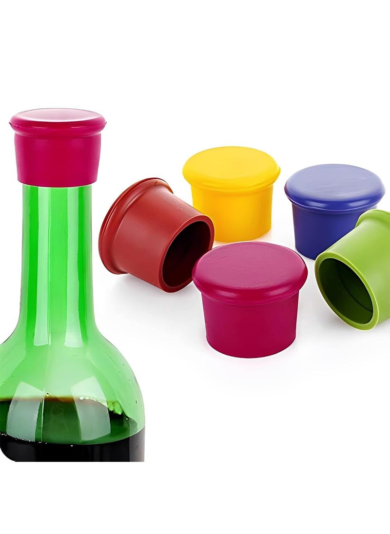 MoldBerry Moldberry 6PCS Silicone Wine Stoppers Reusable Silicone Wine Saver Sealer Stoppers CoverWine Bottle Caps Corks to Keep Wine Champagne Beverages Sparkling Beer Storage Fresh Multicolor  - Image 1
