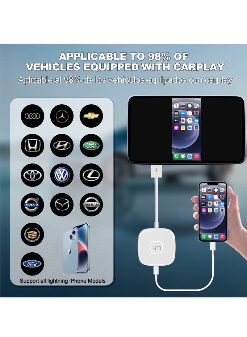 SOLARAE محول CarMirror Carplay، لمحول Carplay سلكي من Apple مع كابل Carplay، توصيل وتشغيل، نقل في الوقت الحقيقي لشاشة الهاتف المحمول للاستمتاع بجميع تطبيقات الهاتف المحمول، الموسيقى، الملاحة، الفيديو (مربع) - Image 5