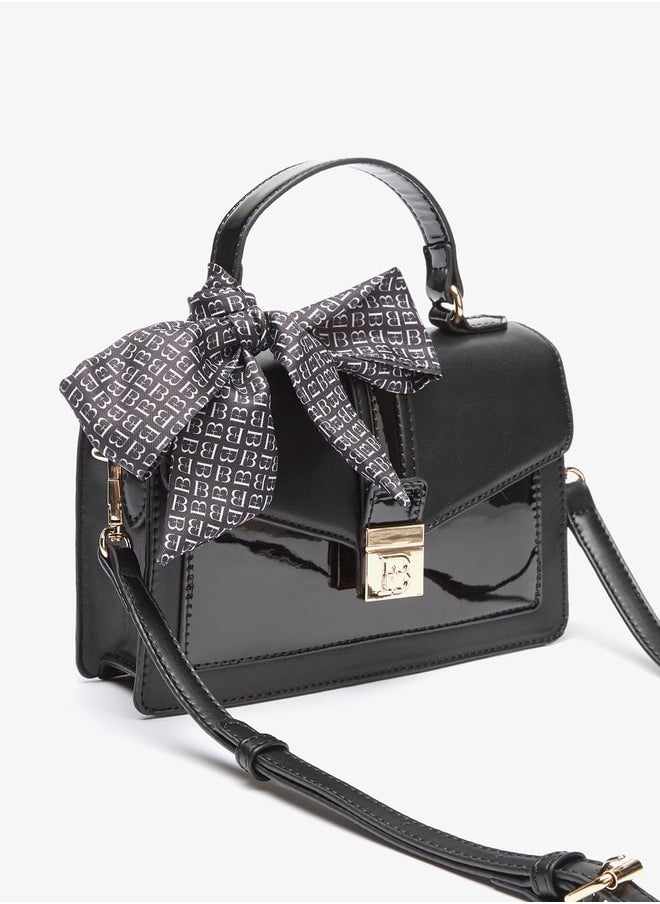 Flora Bella By Shoexpress Women Solid Satchel Bag with Adjustable Strap and Magnetic Closure  - Image 2