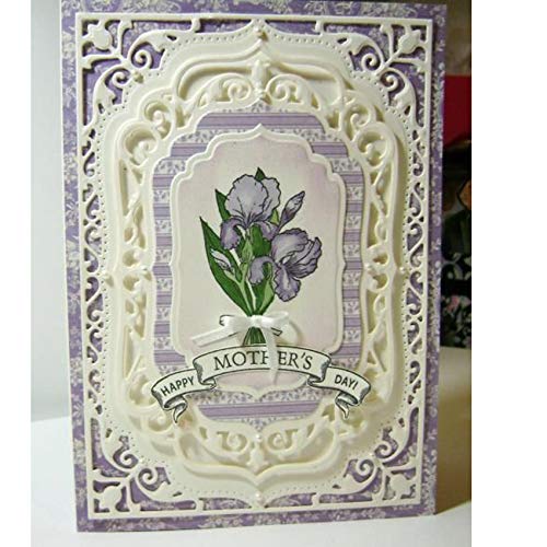 Armear Adies Laced Rectangle Frame Metal Die Cuts,Flower Border Square Frames Layering Label Card Cutting Dies Cut Stencils for DIY Embossing Photo Decorative Paper Dies Making 12.5x8.8cm4.92inx3.46in - Image 4