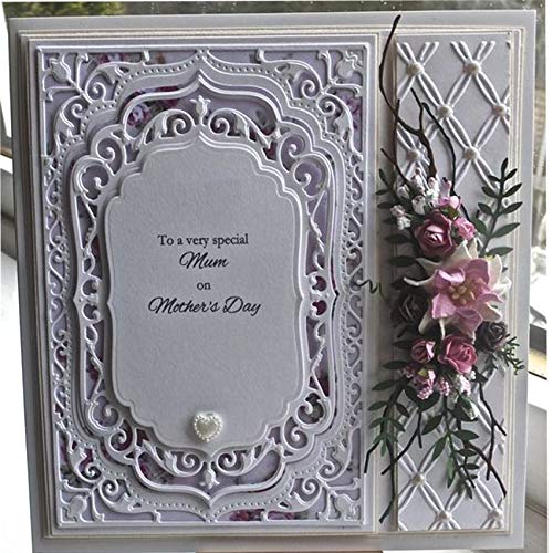 Armear Adies Laced Rectangle Frame Metal Die Cuts,Flower Border Square Frames Layering Label Card Cutting Dies Cut Stencils for DIY Embossing Photo Decorative Paper Dies Making 12.5x8.8cm4.92inx3.46in - Image 3