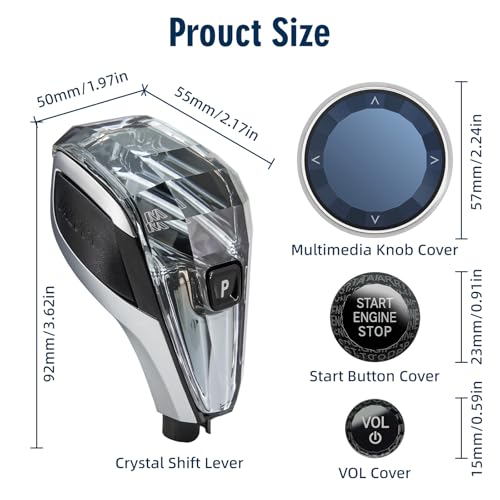MH 4-Piece Crystal Shift Knob Handle (LHD) Accessories with Orange LED Light M- for BMW X3 X5 X6 X7 G01 G02 G08 G05 G06 G16 G29 i4 ix3/Z4 Series - Image 5