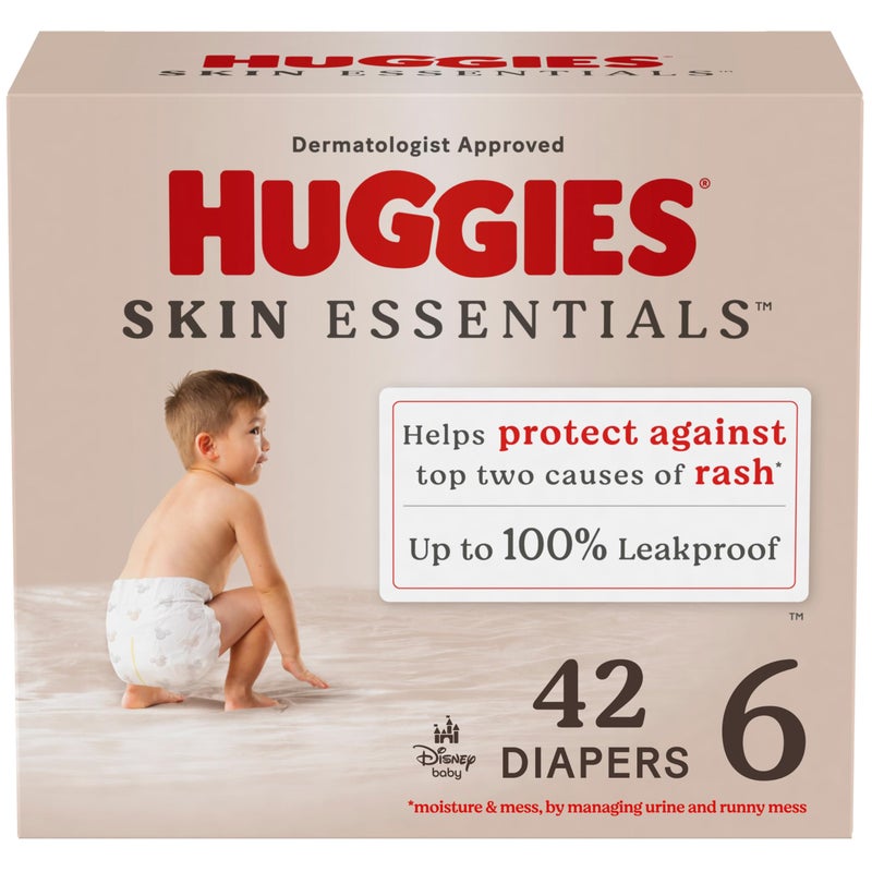Huggies Size 6 Diapers, Skin Essentials Baby Diapers, Size 6 (35+ lbs), 42 Count - Image 1