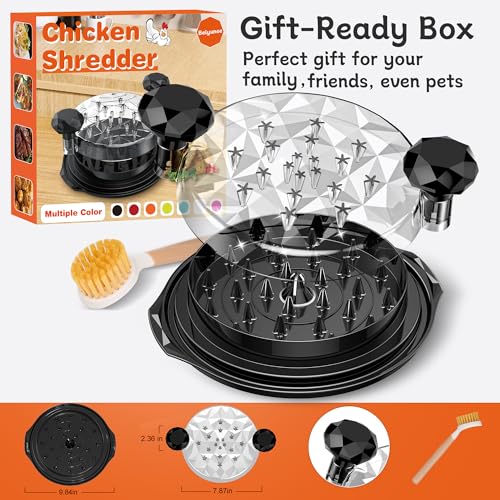 Beiyunee Chicken Shredder Tool Twist Large with Brush, 10" Pro Visible Kitchen Meat Shredder Grinder Machine, Strong Anti-Slip Base, Ergonomic Handle, BPA Free, Suitable for Steak Pork Chicken Breast (Black) - Image 5