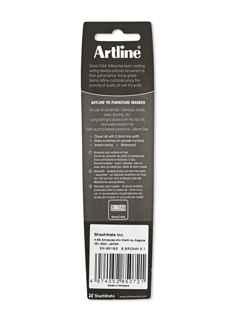 Artline 95 Furniturre Marker in Blister Pack, Chisel Nib Line 2-5mm, Color: Birch Brown - ARMK95BBR-BP - Image 5