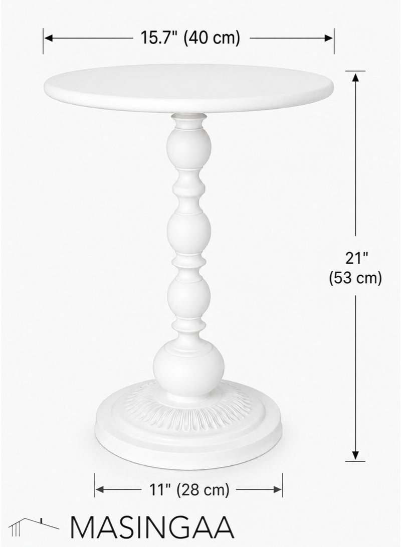 MASINGAA 2pcs Metal Round Side Table, Sofa Coffee Table, Vintage Service Table, Desk for Living Room Bedroom Office White, 40x40x53cm - Image 4
