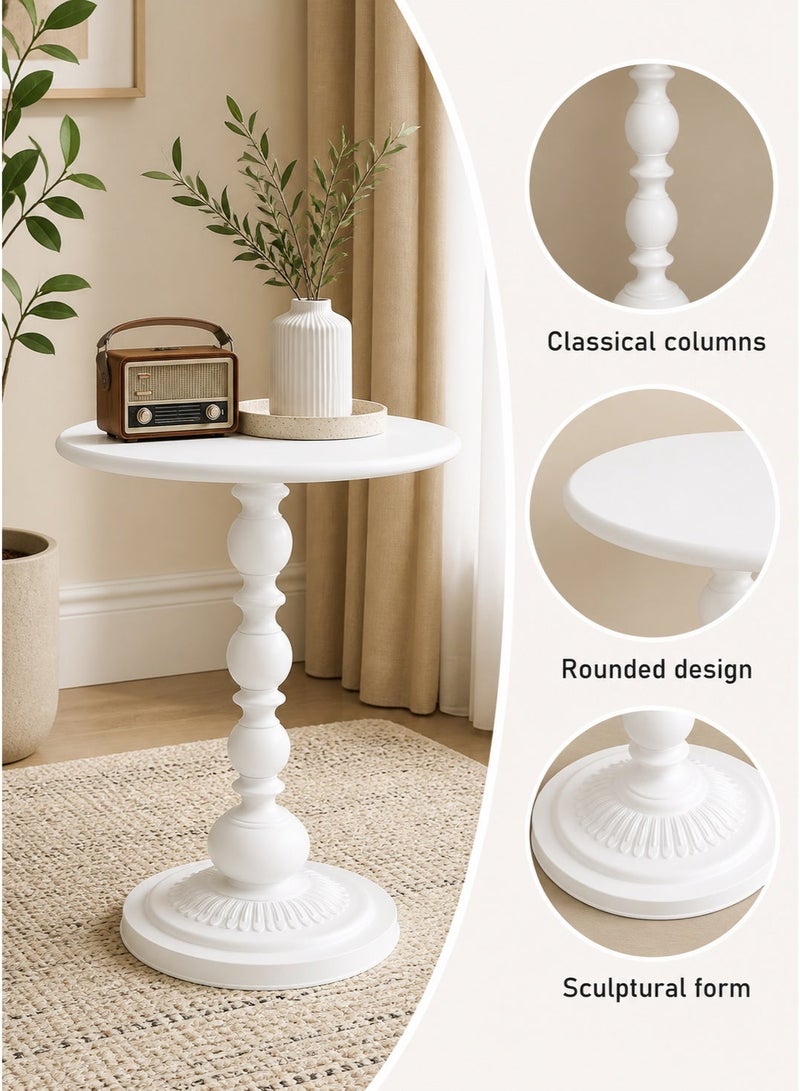 MASINGAA 2pcs Metal Round Side Table, Sofa Coffee Table, Vintage Service Table, Desk for Living Room Bedroom Office White, 40x40x53cm - Image 5