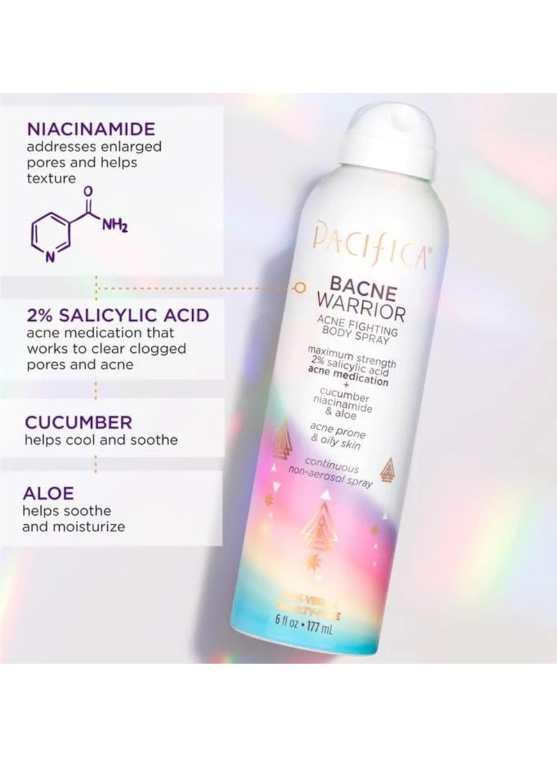Pacifica Pacifica Bacne Acne Cleanser Spray - Bacne Warrior - Body Spray for Acne Treatment - w/ 2% Salicylic Acid Niacinamide & Aloe - for Body, Chest & Back Acne for Teens & Adults Vegan Dermatologist Tested  - Image 2