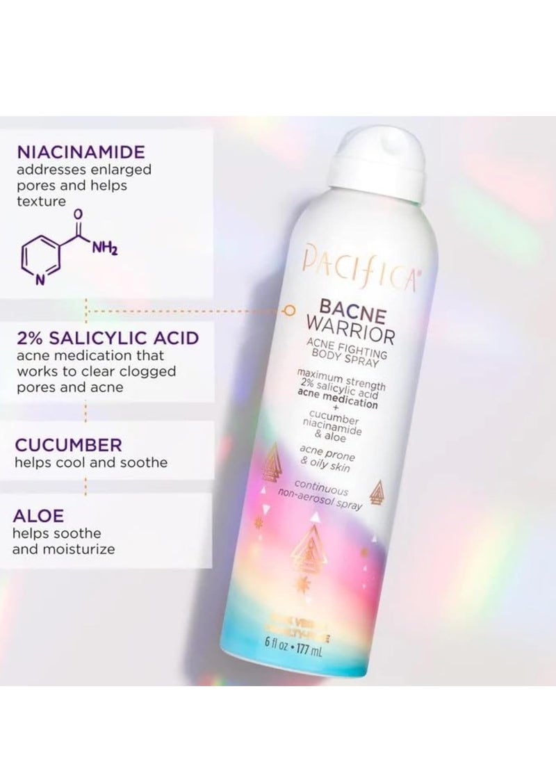 Pacifica Pacifica Bacne Acne Cleanser Spray - Bacne Warrior - Body Spray for Acne Treatment - w/ 2% Salicylic Acid Niacinamide & Aloe - for Body, Chest & Back Acne for Teens & Adults Vegan Dermatologist Tested  - Image 3