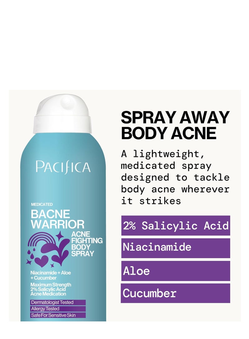 Pacifica Pacifica Bacne Acne Cleanser Spray - Bacne Warrior - Body Spray for Acne Treatment - w/ 2% Salicylic Acid Niacinamide & Aloe - for Body, Chest & Back Acne for Teens & Adults Vegan Dermatologist Tested  - Image 5