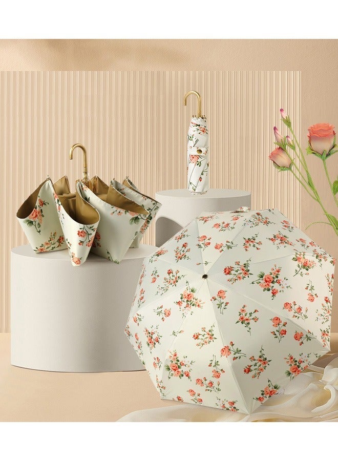 DUNISO Windproof Folding Travel Umbrella, Small Anti-UV Sun & Rain Umbrellas, Lightweight Compact Portable Umbrella, J Hook Curved Handle Umbrella for Women - Image 5