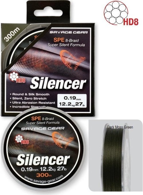 Savage Gear HD8 Silencer Braid 300 mt Green Braided Thread 0,36 mm  - Image 2