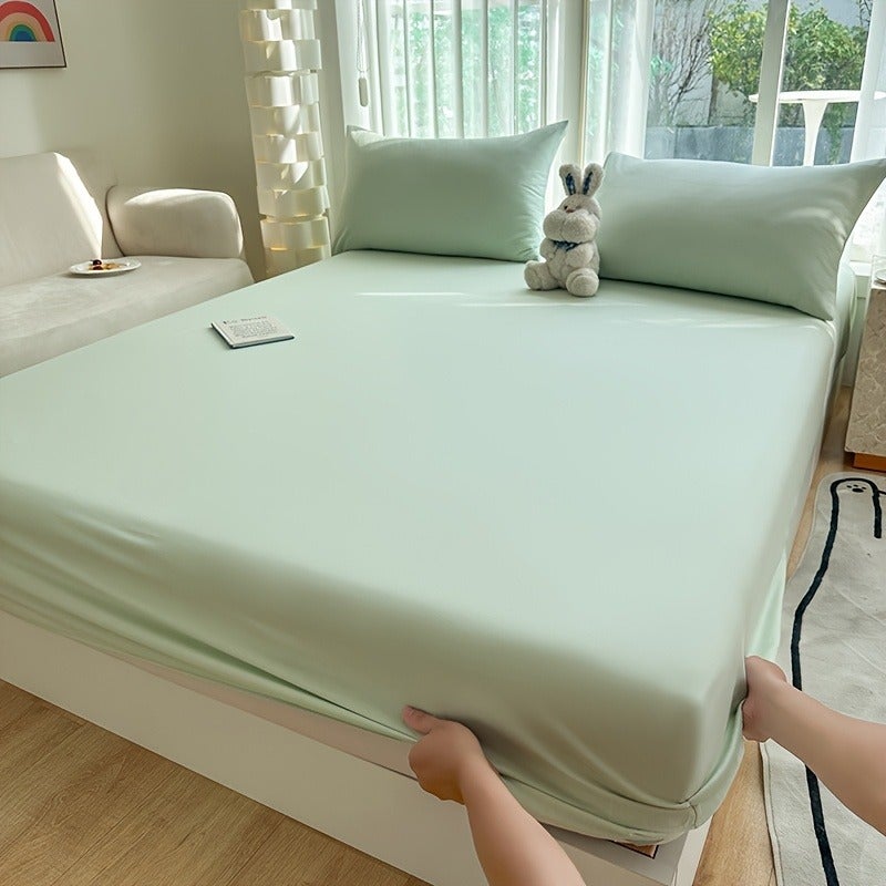 Deep Pocket New Soft Comfortable Skin-Friendly Fitted Sheet Single Piece All-Around Cover Mattress Dust Cover Four Seasons Non-Slip Mattress Protector - Image 1