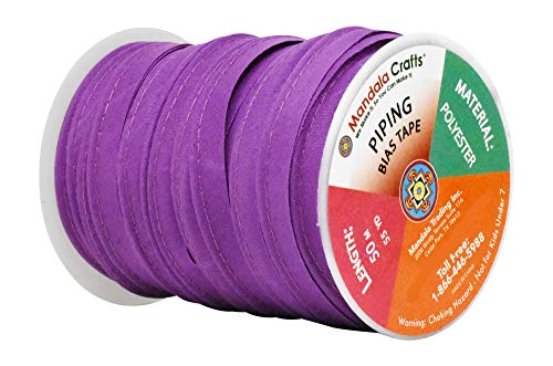 Mandala Crafts Purple Maxi Piping Bias Tape with Welting Cord - 1/2 Inch Upholstery Piping Trim for Sewing, Cushions, Slipcovers, and DIY Decor - 55 Yards Lip Cord Trim - Image 2