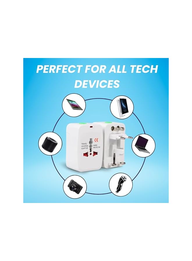 promass Travel Adapter - All-in-One Universal Adaptor for worldwide use, compatible with Europe, Asia, UK, AUS, and USA. Ideal for travelers seeking a compact, reliable international charger. - Image 3