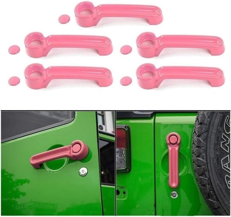 QASULER Pink Door Handle Inserts Cover Kit for Jeep Wrangler JK - Image 2