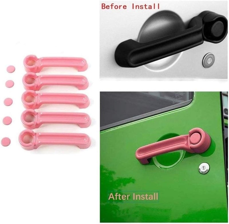 QASULER Pink Door Handle Inserts Cover Kit for Jeep Wrangler JK - Image 4