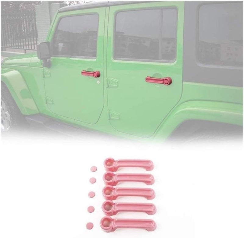 QASULER Pink Door Handle Inserts Cover Kit for Jeep Wrangler JK - Image 3