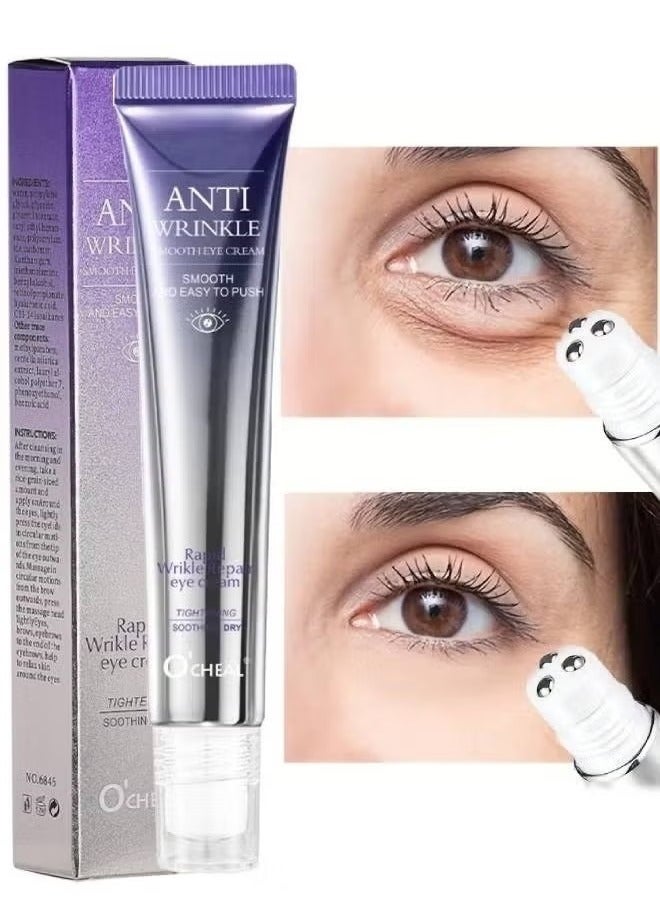OCHEAL Rapid Wrinkle Repair Eye Cream Wrinkle Smoothing Roll On Eye Massage Eyes Fade Fine Lines Reduce Dark Circles Eye Serum Tighten Eye Bags Puffiness Improve Elasticity Eye Treatment Cream 20g - Image 1