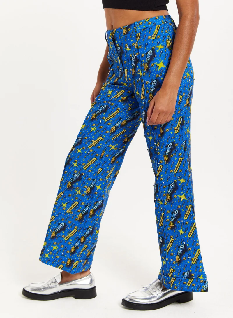 house of holland Rocket Print Diamante Embellish Trousers