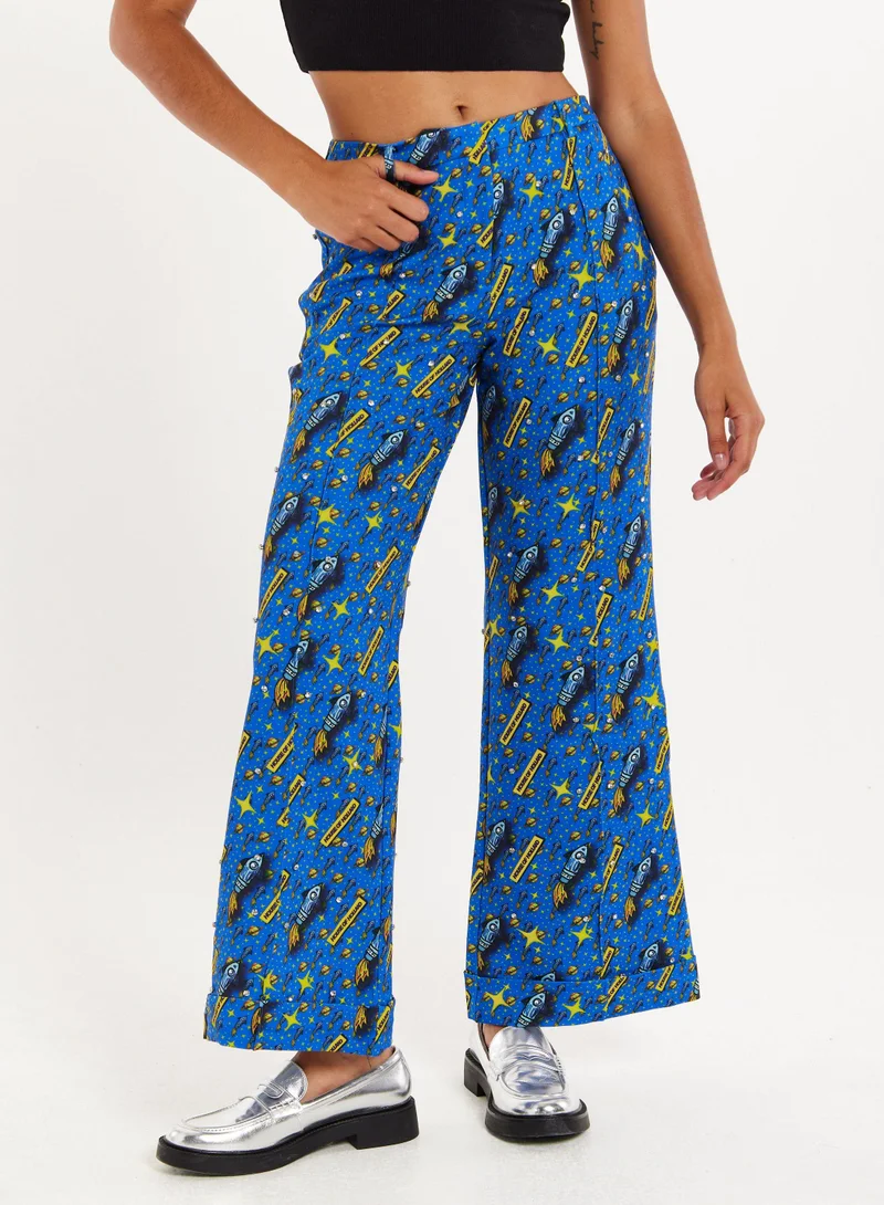house of holland Rocket Print Diamante Embellish Trousers