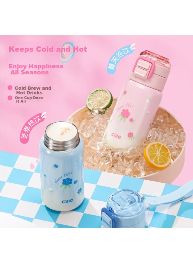 cille Xile Children's Insulated Bottle 316 Stainless Steel Student Dual Drinking Water Cup Outdoor Portable Straw Cup For Boys And Girls - Image 3