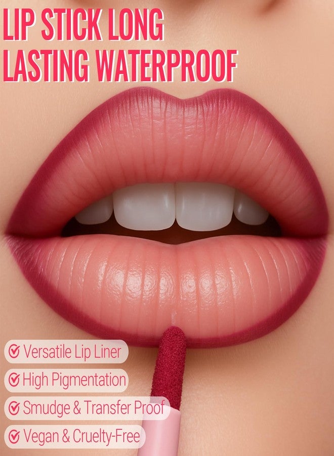 Erinde Lip Contour Lip Stain, Lip Liner Stain Long-Lasting Waterproof, Smudge Proof Transfer-Proof Lipstain Pen Lip Tint Marker, Vegan & Cruelty-Free Formula, 08 Berry Red - Image 5