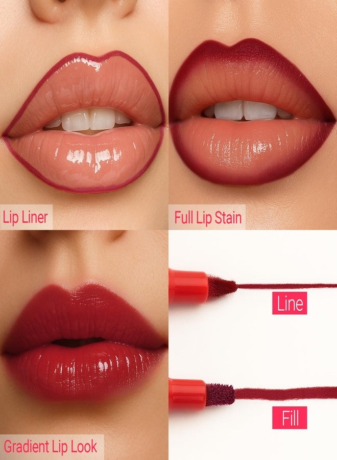 Erinde Lip Contour Lip Stain, Lip Liner Stain Long-Lasting Waterproof, Smudge Proof Transfer-Proof Lipstain Pen Lip Tint Marker, Vegan & Cruelty-Free Formula, 08 Berry Red - Image 4