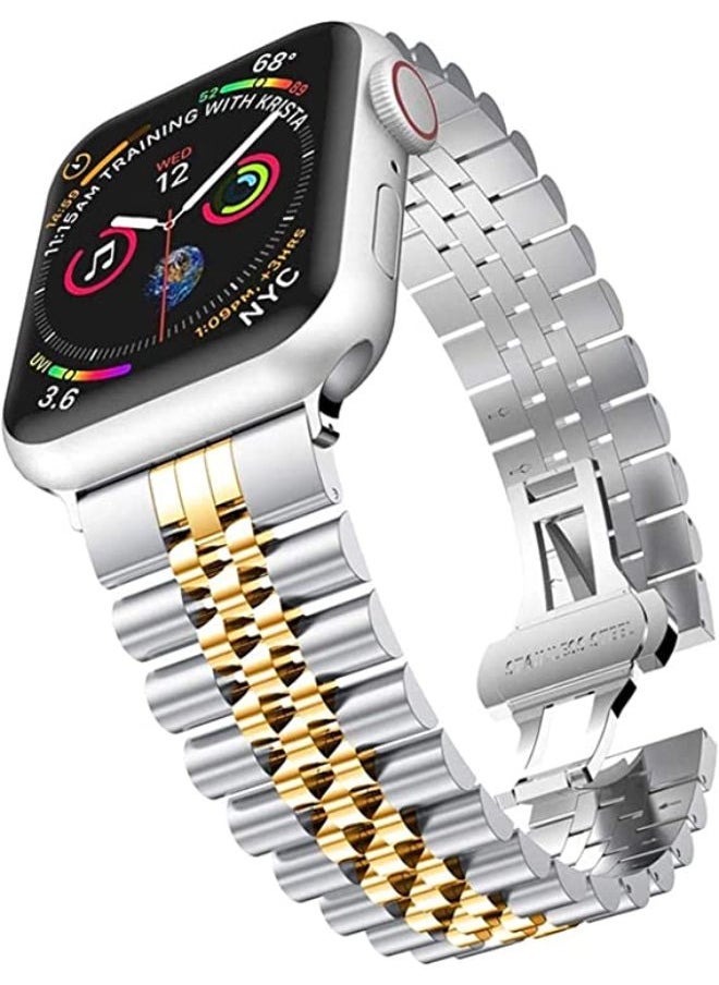 SHOPI - Replacement Band Compatible with Apple Watch 45mm / 44mm / 42mm, Stainless Steel Solid Strap Metal Bracelet for Apple Watch Series 7 6 5 4 3 3 - Image 1