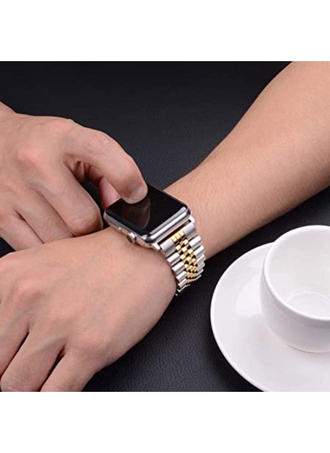SHOPI - Replacement Band Compatible with Apple Watch 45mm / 44mm / 42mm, Stainless Steel Solid Strap Metal Bracelet for Apple Watch Series 7 6 5 4 3 3 - Image 1