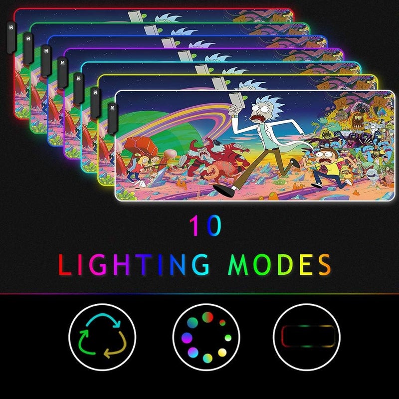 Bimormat RGB Gaming Mouse Pad Large - Soft RGB Mouse Mat Oversize Glowing Led Mousepad, USB Powered Keyboard Mouse Pad, PC Gaming Mouse mat with Non-Slip Rubber Base (90X40 rickpao) - Image 4