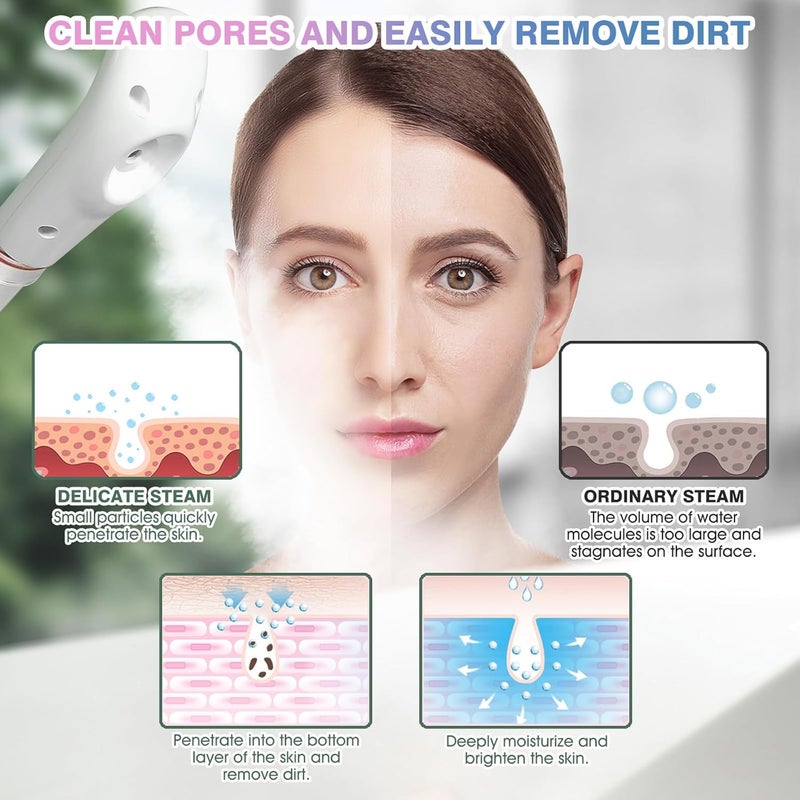 Excefore Nano Ionic Face Steamer - Deep Cleaning Facial Steamer with Extendable Arm and 360° Rotating Nozzle - Auto Shut Off & Detachable Water Tank for Home Salon Use - Image 5