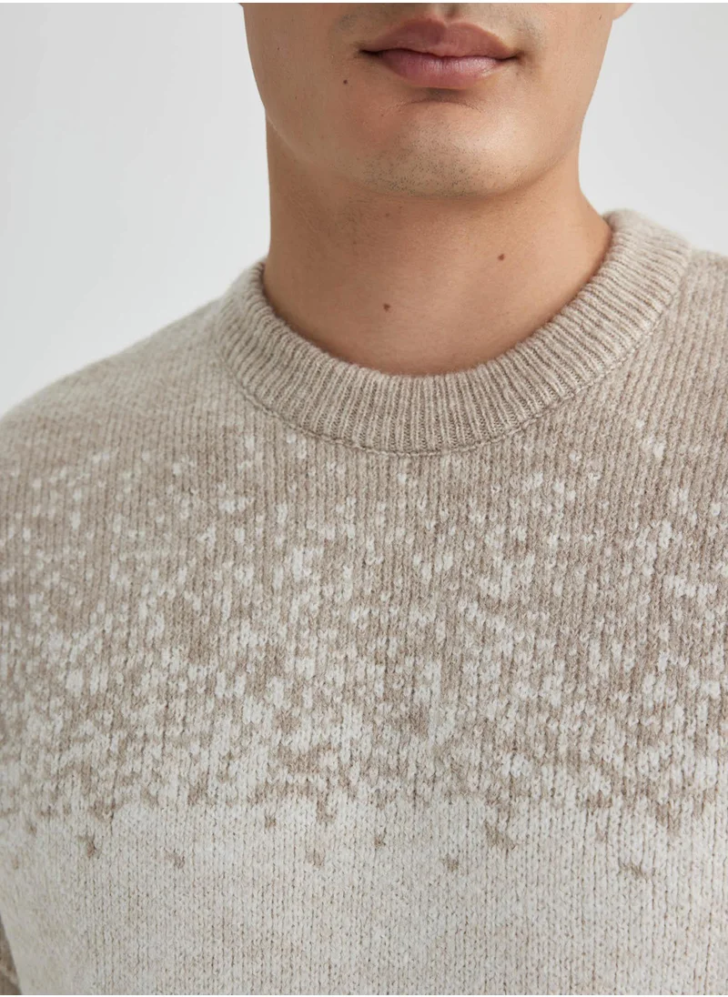 ديفاكتو Relax Fit Patterned Crew Neck Sweater