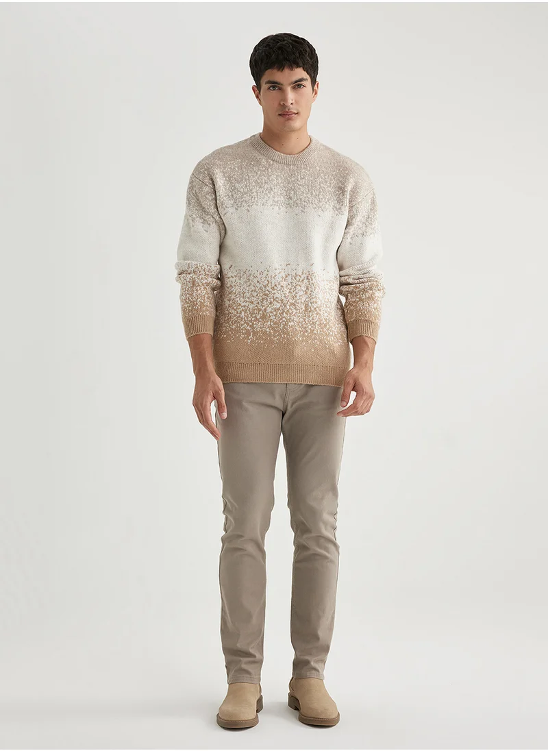 ديفاكتو Relax Fit Patterned Crew Neck Sweater