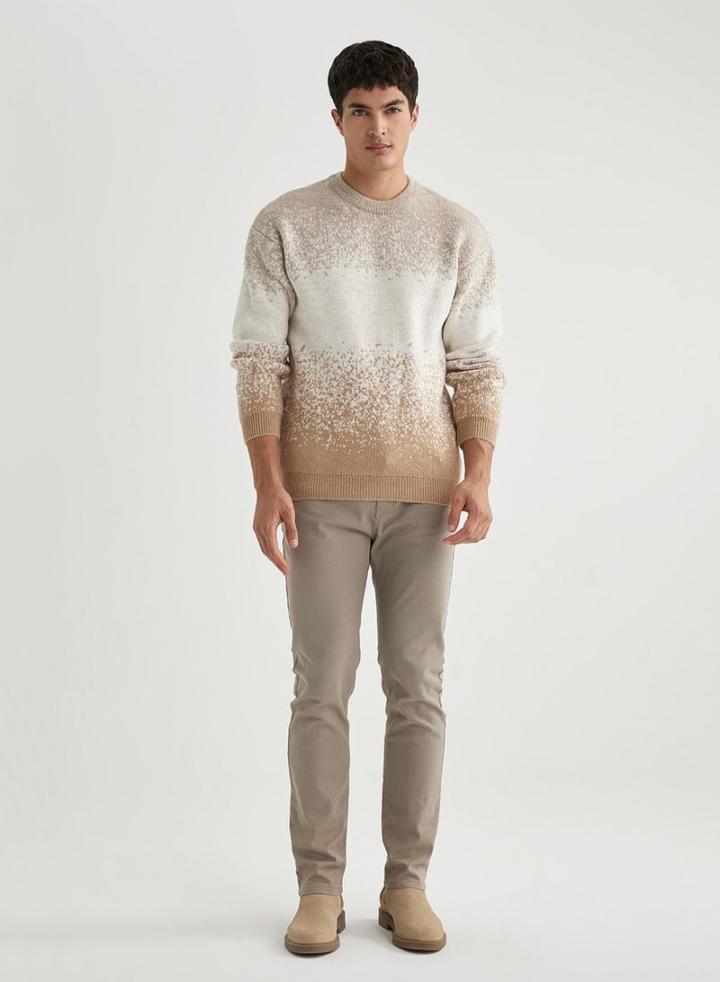 DeFacto Relax Fit Patterned Crew Neck Sweater  - Image 4