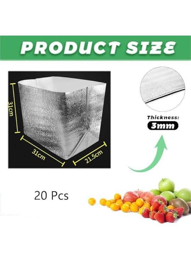 TRASSLE 20 Pcs Insulated Box Liners for Shipping 31x31x21cm Large Foil Reusable Insulated Bags for Lunch Box Shopping Bag Insulated Shipping Container Insulation Lining Waterproof Package Frozen Food  - Image 5