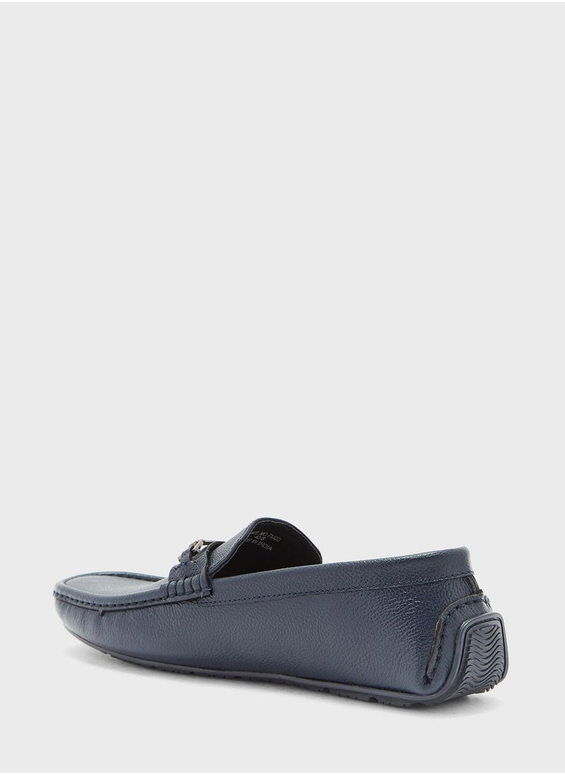 Robert Wood - Genuine Leather Buckle Detail Loafers - Image 1