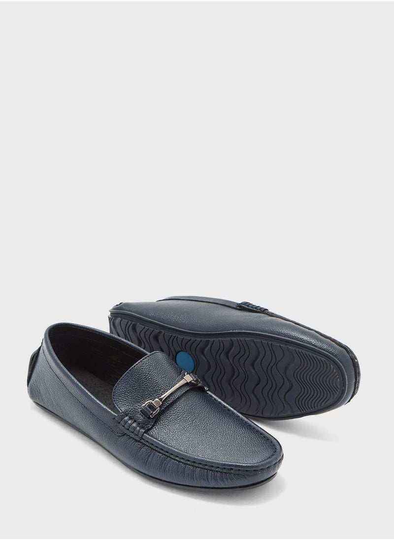 Robert Wood - Genuine Leather Buckle Detail Loafers - Image 1