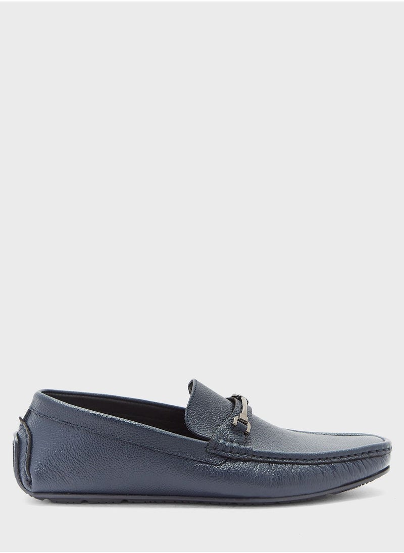 Robert Wood - Genuine Leather Buckle Detail Loafers - Image 1
