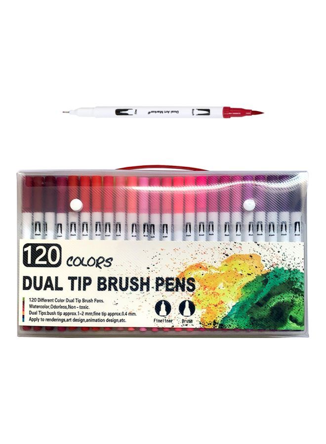 NIBEMINENT 120 Colors Dual Tip Brush Pen Set Multicolour - Image 1