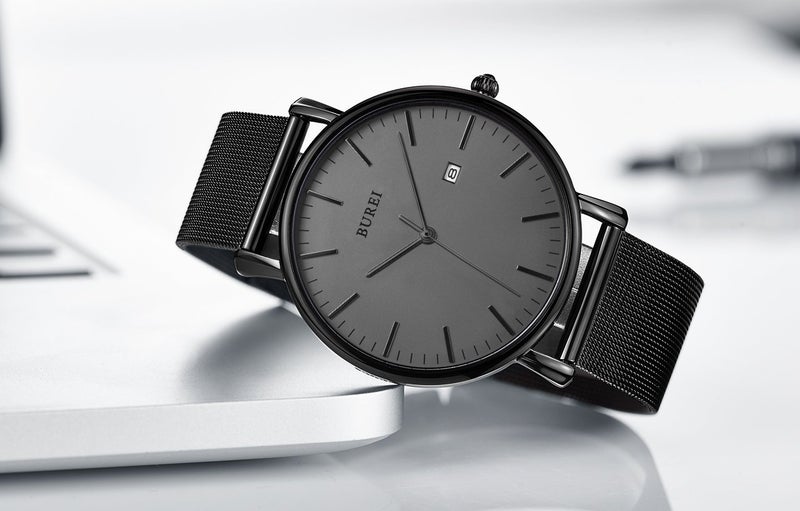 BUREI Men Watches Fashion Minimalist Waterproof Watches for Men Women Student,Black. - Image 2