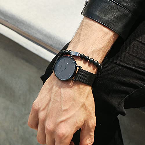 BUREI Men Watches Fashion Minimalist Waterproof Watches for Men Women Student,Black. - Image 4
